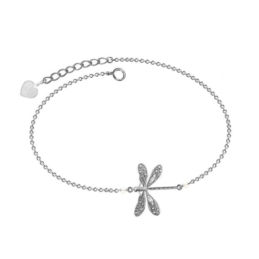 SILVER DRAGONFLY ANKLET