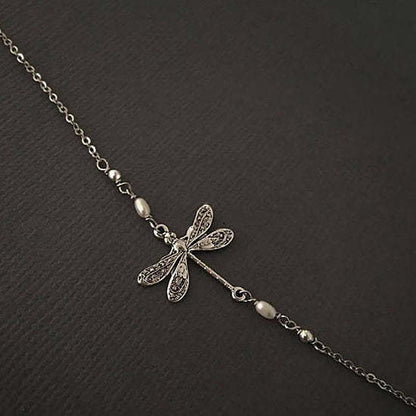 SILVER DRAGONFLY ANKLET